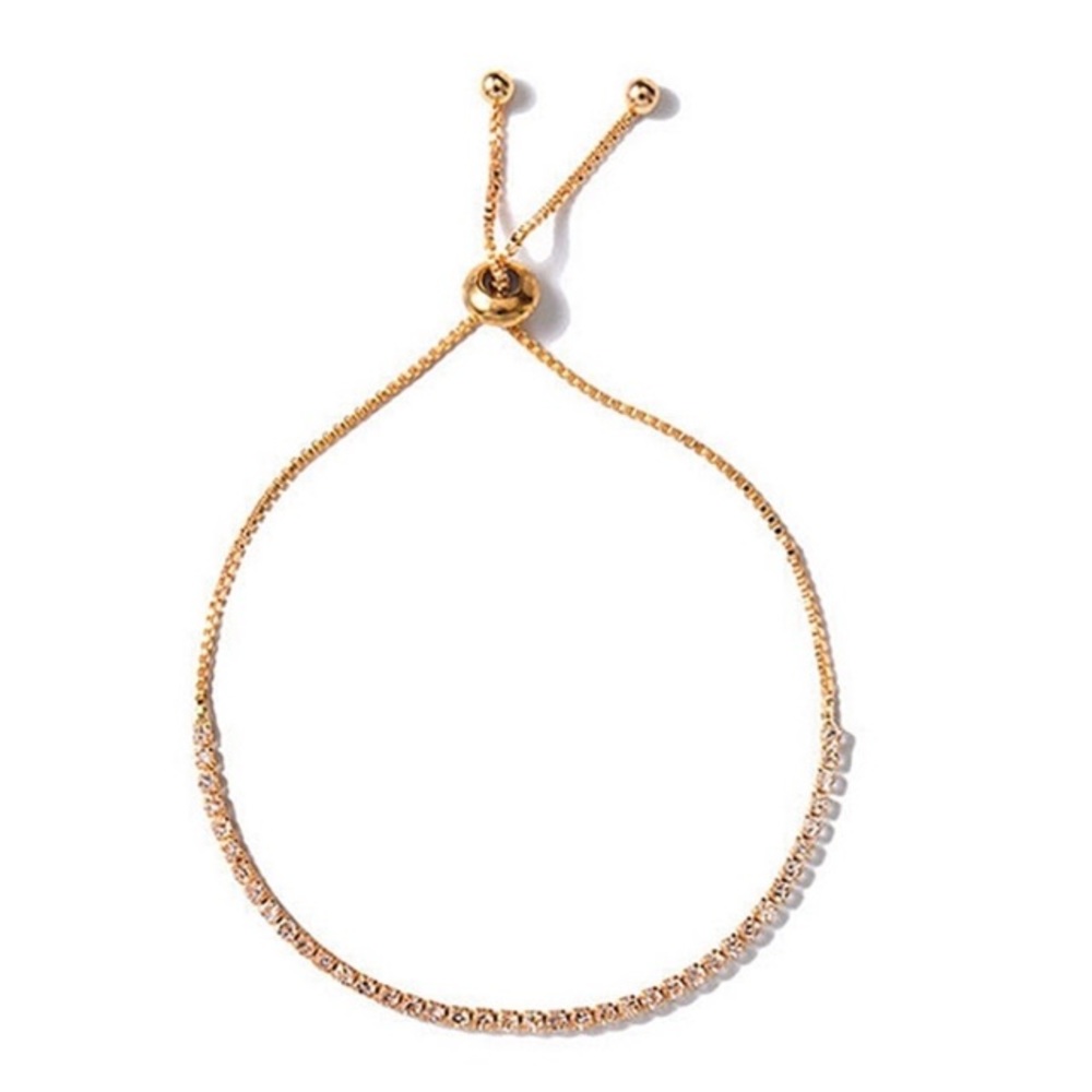 NEW!💙💎💛GOLDEN TENNIS BRACELET💛💎💙DELICATE! CZ - Picture 7 of 8